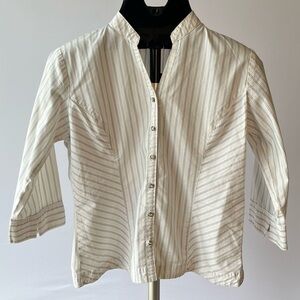 Shaver Lake White Striped Button-down Top - Medium